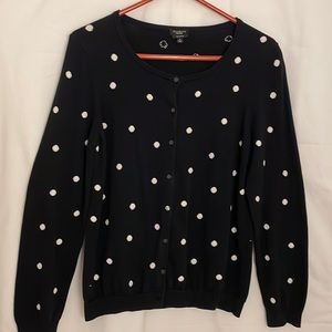 Talbots Black And White Polka Dot Women’s Sweater Size L
